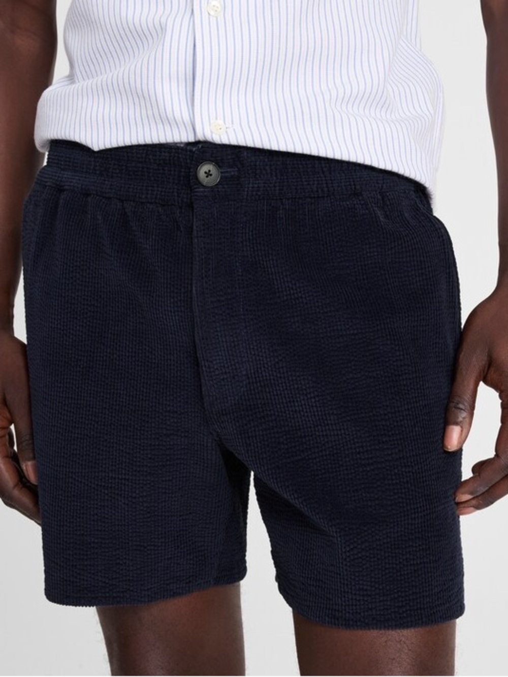 Madewell Everywear Short in Seersucker Corduroy, navy, medium